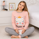 Women's Princess Cat Cotton Shirt Trouser Night Suit