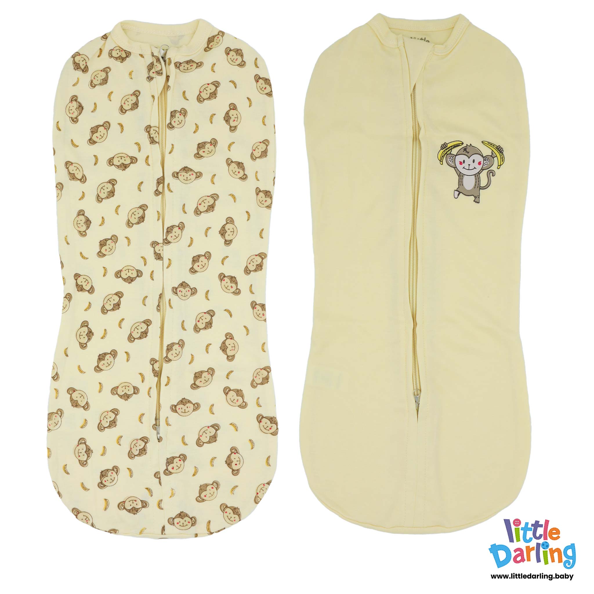 Baby Peanut Swaddle Monkey & Cloud Monkey Print by Little Darling