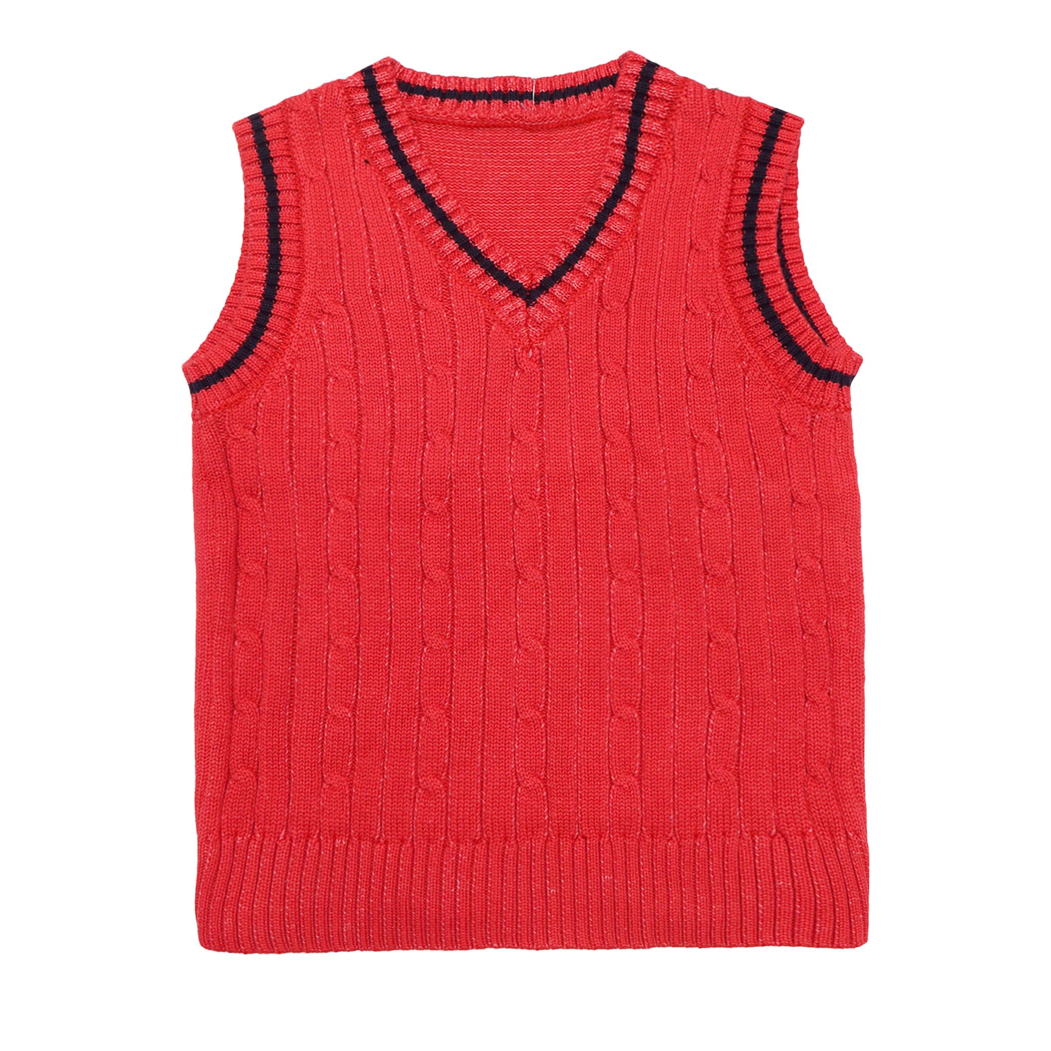 Sweater V-Neck-Sleeveless Red Color by Little Darling