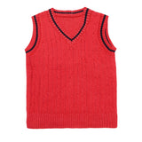 Sweater V-Neck-Sleeveless Red Color | Little Darling