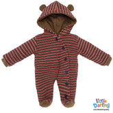 Hooded Woolen Romper Brown Color| Little Darling