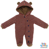 Hooded Woolen Romper Brown Color| Little Darling