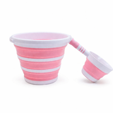Foldable Baby Bath Tub Set with Bucket Mug & Scoop Pink