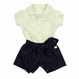 Baby Girls Mint Heart Top & Black Shorts Set