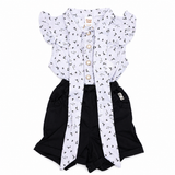 Baby Girls White Floral Top & Black Shorts Set