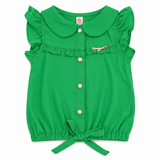 Baby Girls Green Frill Collar Tie Up Top