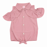 Girls Premium Pink Cold Shoulder Stylish Top