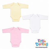 Baby Bodysuit Pk Of 3 Full Sleeve 3 Color | Little Darling