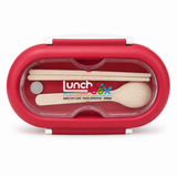 Kids Red Lunch Box with Spoon & Chopsticks Set