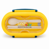 Kids Yellow Lunch Box with Spoon & Chopsticks Set