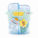 Cute Bear Dual Compartment Kids Water Bottle with Straw Blue & Mint