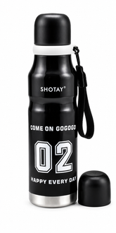 SHOTAY Stainless Steel Insulated Sports Water Bottle with Straw Black