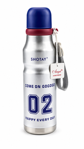 SHOTAY Stainless Steel Insulated Sports Water Bottle with Straw Silver