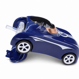 Kids Racing Car Water Bottle with Straw & Wheels Blue