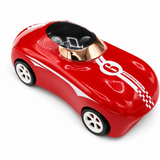 Kids Racing Car Water Bottle with Straw & Wheels Red