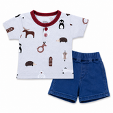 Boys 2 Piece Animal Print T Shirt & Shorts Set Little Darling