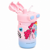 Kids Cartoon Double Straw Water Bottle