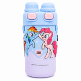 Kids Pony Double Straw Water Bottle Blue