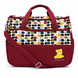 Baby Diaper Bag with Teddy Bear Embroidery Maroon | Large Capacity