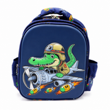 Crocodile Pilot Kids School Backpack Hard Shell Blue Bag
