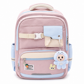 Girls Pink School Backpack with Plush Keychain Kids Bag