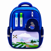 Blue Kids School Backpack with Pencil Holder