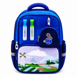 Blue Kids School Backpack with Pencil Holder
