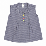 Girls Navy Check Sleeveless Top