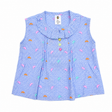 Girls Blue Check Sleeveless Top
