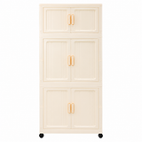 Multi-Layer Storage Cabinet with Wheels Cream