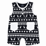 Baby Deer Print Sleeveless Romper with Pockets