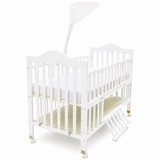 Premium Wooden Baby Cot with Mosquito Net White