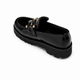 Premium Black Patent Leather Loafers – Chunky Sole Slip-On Shoes