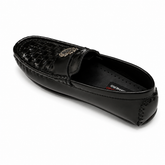Classic Black Woven Leather Loafers – Premium Slip-On Shoes
