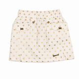Girls White Heart Print Skirt