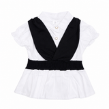 Girls White Collar Peplum Top