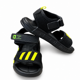 Kids Black & Neon Yellow Adjustable Sport Sandals
