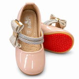 Girls Pink Bow Rhinestone Mary Jane Party Shoes