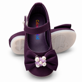 Girls Purple Bow Pearl Party Shoes