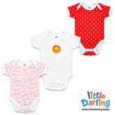 Bodysuit Pack of 3 Half Sleeve Lion Print | Little Darling