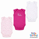 Baby Bodysuit Pk Of 3 Sleeveless Princess | Little Darling