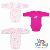 Baby Bodysuit Pk Of 3 Full Sleeve Unicorn | Little Darling
