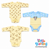 Bodysuit Pack Of 3 Full Sleeve Monkey & Cloud | Little Darling