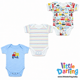 Baby Bodysuit Pk Of 3 Half Sleeve Truck & Car | Little Darling