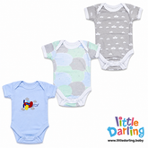 Baby Bodysuit Pk Of 3 Short sleeve Air plane Print | Little Darling