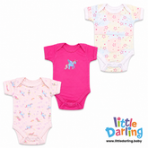 Bodysuit Short Sleeves Pk Of 3 Unicorn | Little Darling