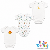 Bodysuit Pack of 3 Half Sleeve Giraffe Print | Little Darling