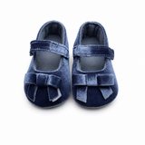 Baby Girls Blue Denim Bow Soft Sole Prewalker Shoes Set
