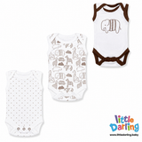 Baby Bodysuit Pk Of 3 Sleeveless Animal Print | Little Darling