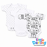 Bodysuit Pack of 3 Half Sleeve Animal Print | Little Darling